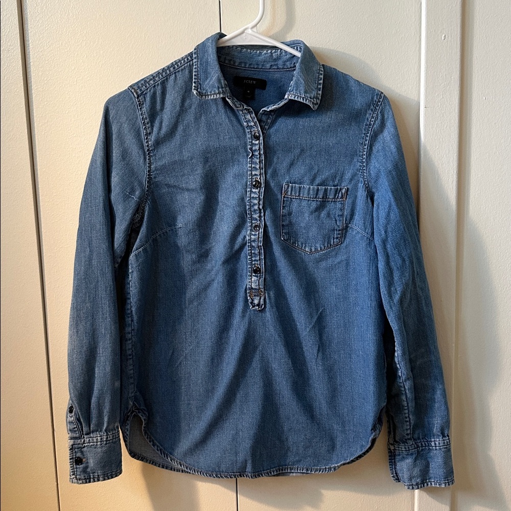 J. Crew Blue Denim Pop over Shirt